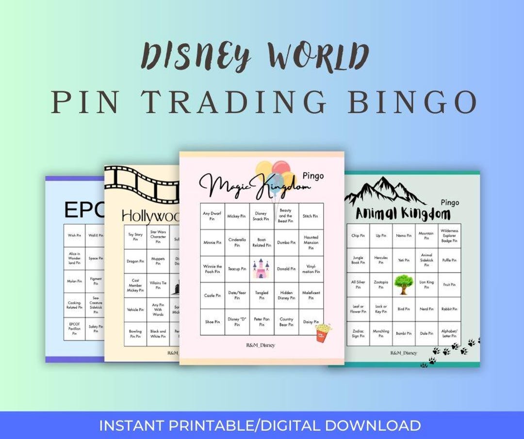 Hat Pin Bingo Example Disney World Pin Bingo - Etsy