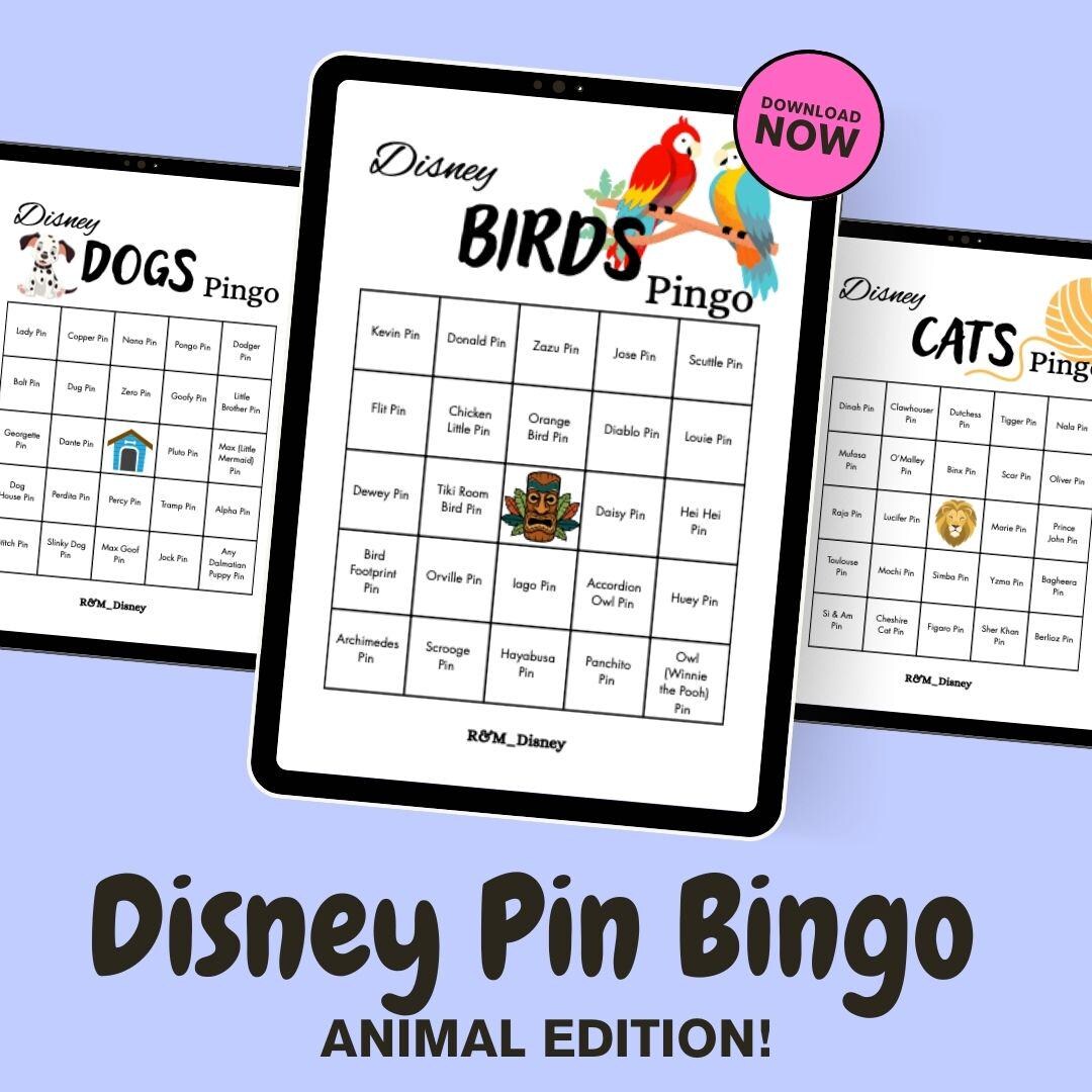 Hat Pin Bingo Example Disney Pin Bingo Animals - Etsy