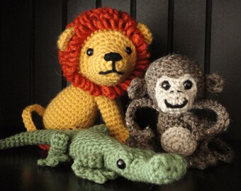 3-IN-1 PATTERN: Crochet Amagurumi Lion, Monkey and Gator
