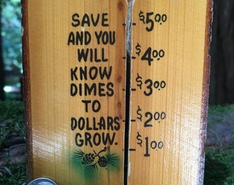 Vintage Wood Block Dime Bank