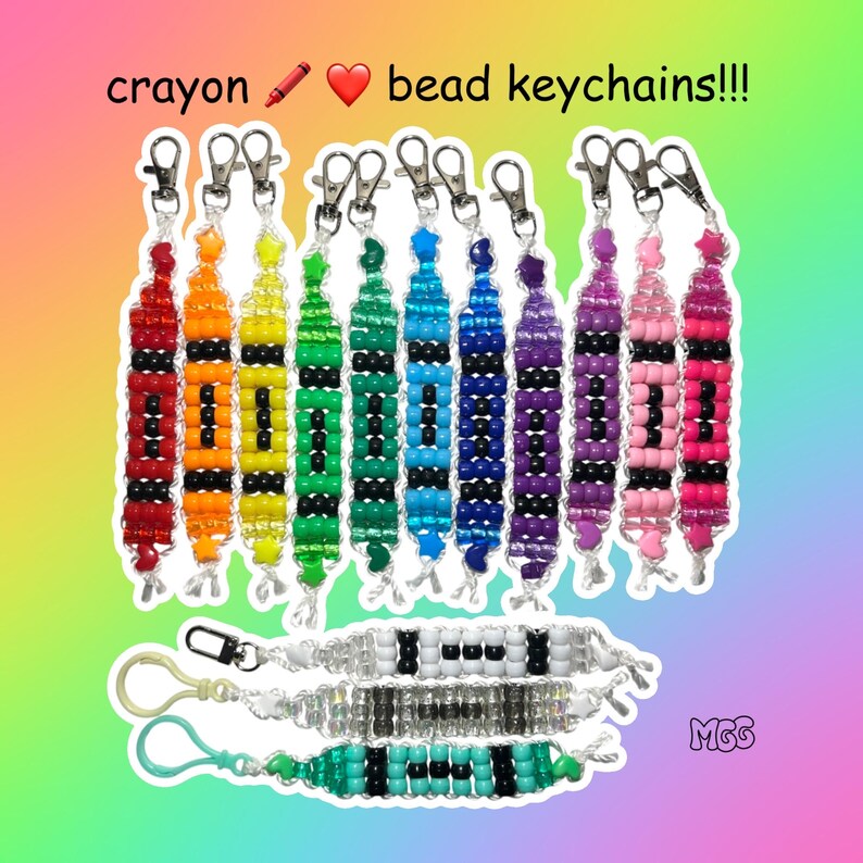 Crayon Key Rings Crayon Kandi Bead Keychains - Etsy