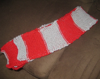 Bufanda de rayas rojo y plata