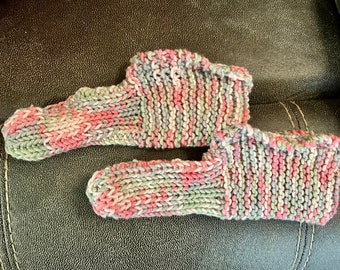 Hand Knit House Slippers | Soft Multicolor Yarn Indoor Footwear