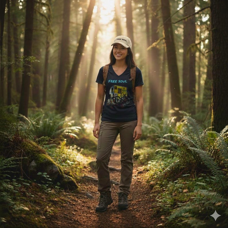 Unisex Short Sleeve V-Neck T-Shirt Free Soul Nomad Graphic Tee image 1