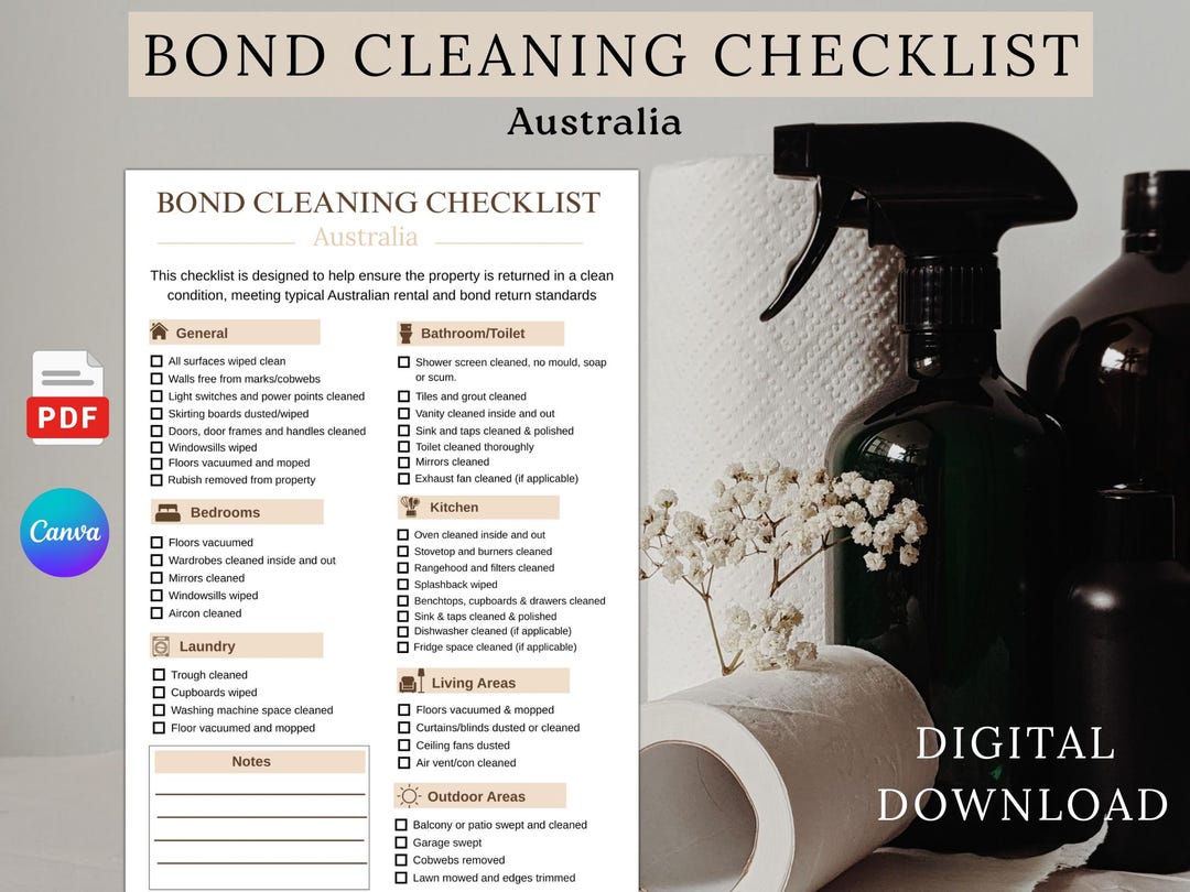 Bond Clean Checklist Bond Cleaning Checklist Australia | Rental Exit Clean Checklist ...