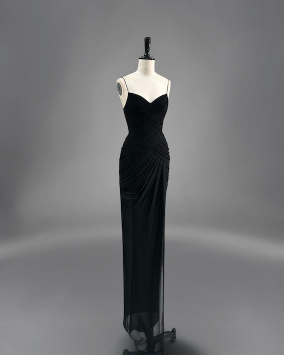 Elegant Black Chiffon Maxi Dress