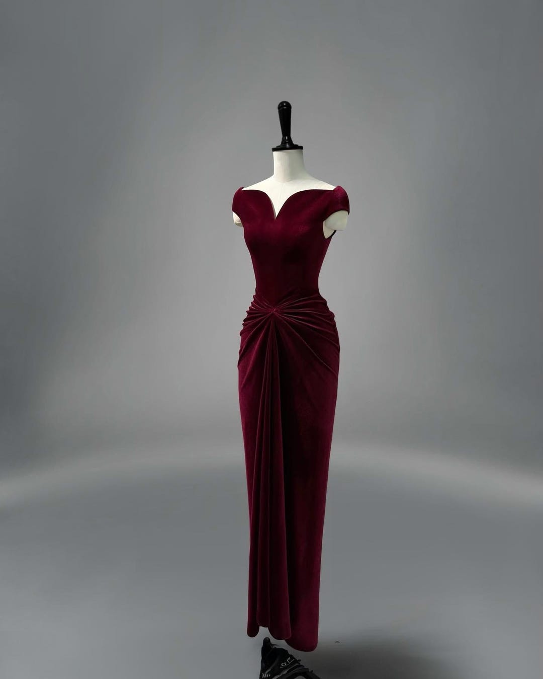fatima burgundy crystal dress SASHA Rhinestone Maxi Dress in Burgundy – OFUURE main image 0