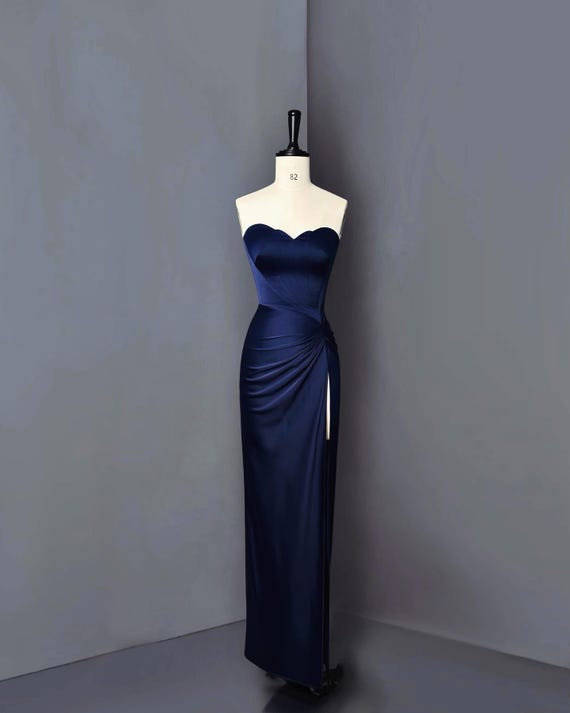 white christmas dresses Fay Navy Velvet Corset Style Knot Maxi Dress – Club L London main image 0