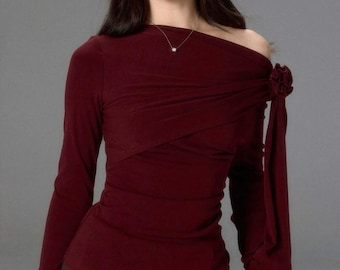 One Shoulder Draped Top – Elegant Asymmetric Blouse