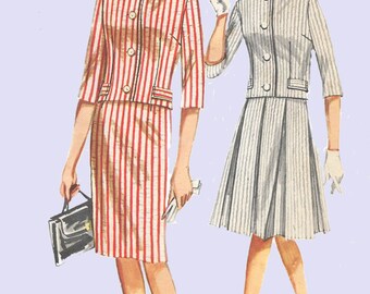 1960s Suit Pattern Box Pleats or Slim Skirt Short Jacket Butterick 2258