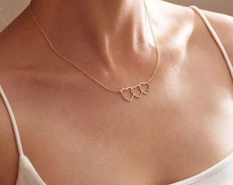 Collar personalizado con nombre y corazón entrelazado, joyería grabada personalizada
