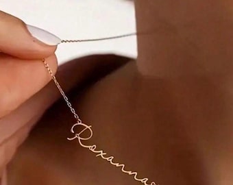 Collar con nombre personalizado, collar con nombre en letra cursiva personalizada, joyería con nombre en oro o plata, regalo minimalista para ella