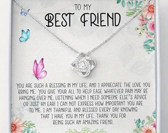 Collar de nudo de amor, regalo para un amigo con tarjeta de mensaje