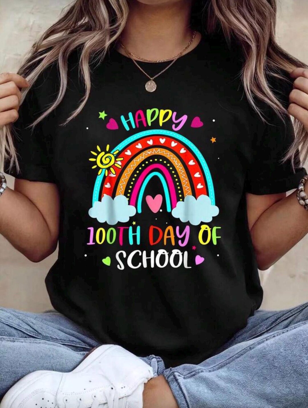 Rainbow 100th Day of School Teacher Shirt - Etsy