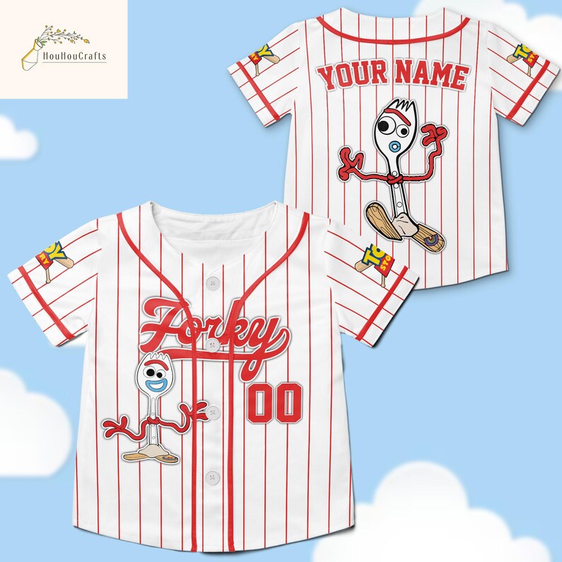 Spork Pattern Toy Story Forky Baseball Jersey Custom Name Number Cute Kids Shirt - Etsy
