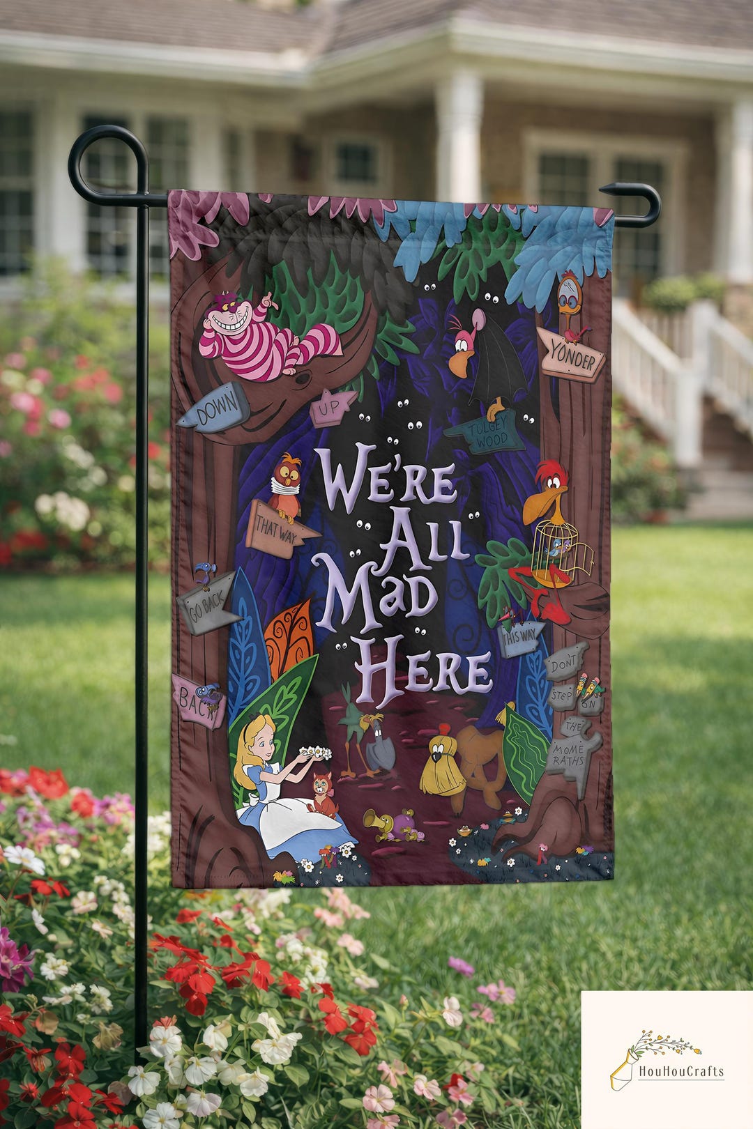 Alice in Wonderland Garden Flag, We’re All Mad Here Yard Decor, Disney ...