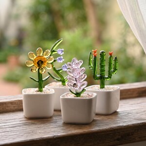 手吹きガラスの植木鉢、ミニガラスの花サボテンオーナメントテーブルデコレーション、学期末ギフト、先生への感謝、新学期