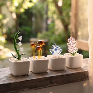 Handgeblasener Glasblumentopf, Mini-Glasblumenkaktus-Tischdekoration, Geschenk zur Wertschätzung von Lehrern, Geschenk zum Schuljahresende, Geschenk zum Schulanfang