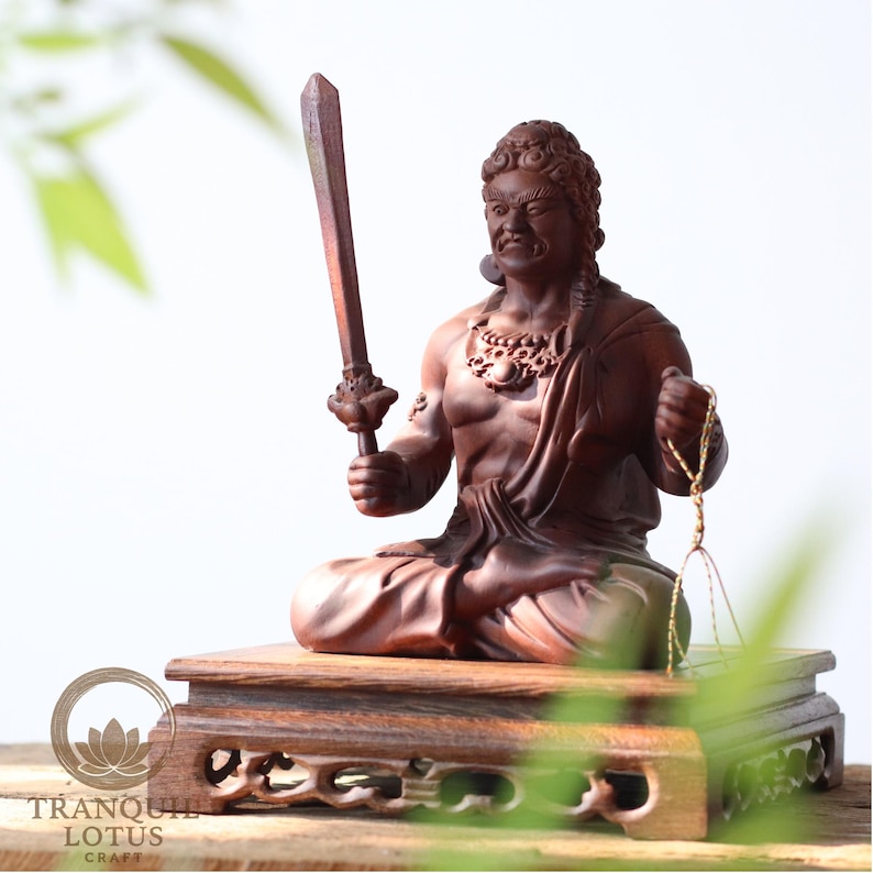 Solid Wood Display Stand, Carved Oriental Pedestal Riser for Buddha Statue, Bonsai Base, Crystal Holder, Dark Sindora Wood Altar Decor image 2
