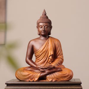 Sukhothai Buddha Statue Hand Carved Solid Padauk Wood Meditation