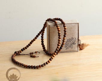 Japa Mala de ciprés verde perfumado 108 / Collar de aromaterapia para aliviar la ansiedad / Cuentas naturales para la ansiedad, joyería para meditación y yoga, regalo zen