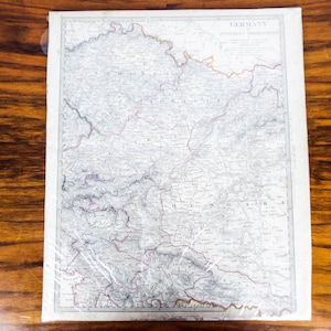 Antigo mapa original de 1832 Alemanha IV Domínios austríacos I Baldwin e Cradock, presente de estudante de geografia de graduação, apreciação do professor