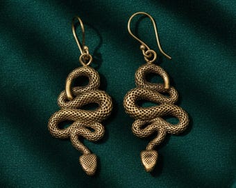 Minimalist Messing Schlange Ohrringe Edgy Schlange Schmuck Boho Tier Tropfen Ohrringe