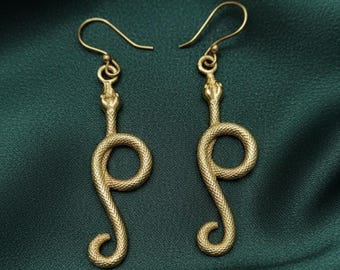 Handgemachte Messing Schlange Ohrringe | Schlange Ohrringe | Boho Gothic Schmuck für Damen