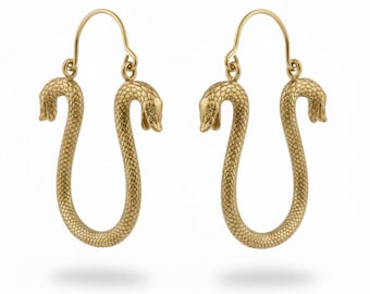 Doppel Schlangen Gesicht Messing Ohrringe Gothic Ouroboros Schlange Creolen Boho Schmuck Geschenk