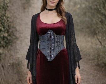 The VM Black Lace Bell Sleeve Shrug - All Lace Dark Academia Gothic Bolero, Flare Sleeve Wrap, Witchy Lace Layering Top, Goth Festival Shrug