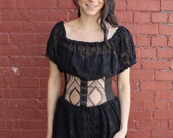 The VM Waist Belt, Gothic Corset Belt, Renaissance Corset Waist Belt, Elastic Underbust Belt, Witchy Steampunk Alternative Fashion Belt