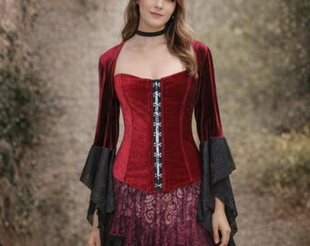 The VM Bell Sleeve Shrug - Dark Academia Witchy Gothic Lace Bolero, Flare Sleeve Wrap, Whimsigoth Layering Top, Alternative Festival Shrug
