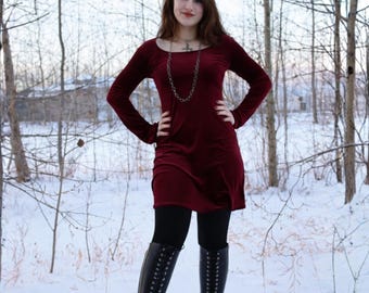 Hot Topic Red Velvet Bell Sleeve Dress Vintage Size L - Etsy