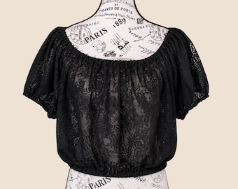 Gothic Spitze Crop Top, Gothic Bauern Bluse, Gothic Spitze Crop Top, Renaissance Chemise, Feen Korsett Bluse, Witchy Festival Top