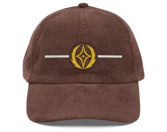 Gold Ship Emblem Inspired Cap Design | Embroidered Vintage Corduroy Hat | Horse, Umamusume Inspired Fan Gift