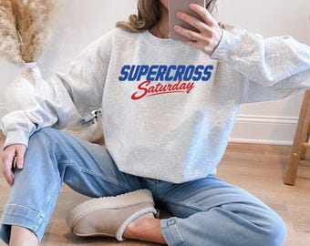 Supercross shirt, motocross gifts,dirt track racing shirt, racing apparel,Supercross Saturday Crewneck Sweatshirt,