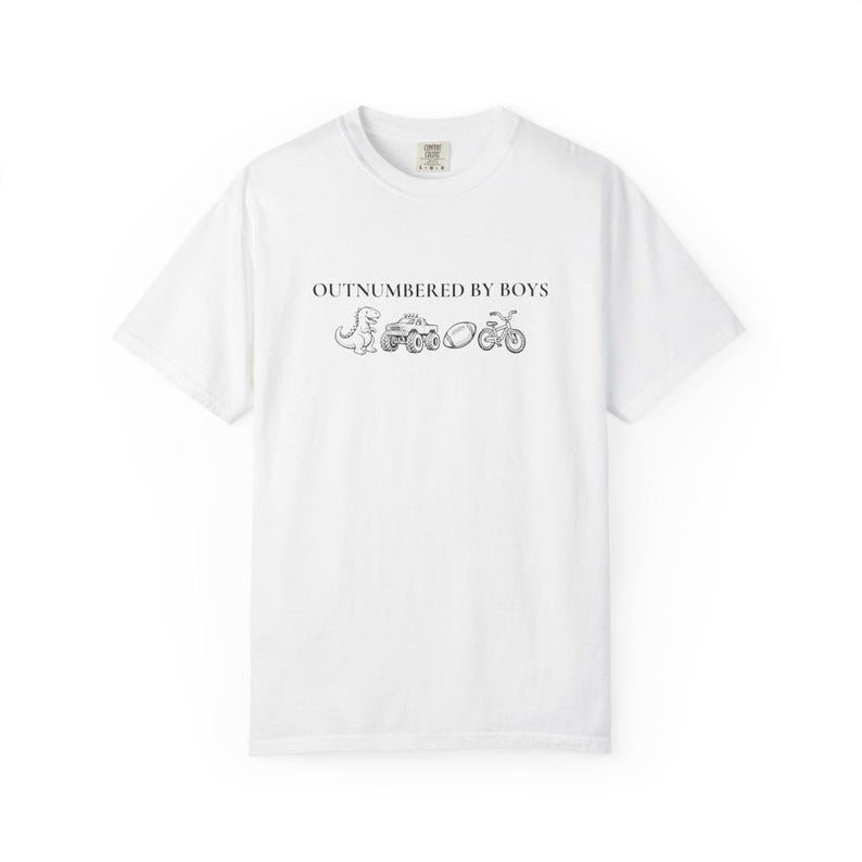 Comfort Colors® Funny Mama Shirt, Outnumbered by Sons Gift, Mother's Day Gift for Her, Mom Goose Shirt, Gift for Mother of Boys image 3