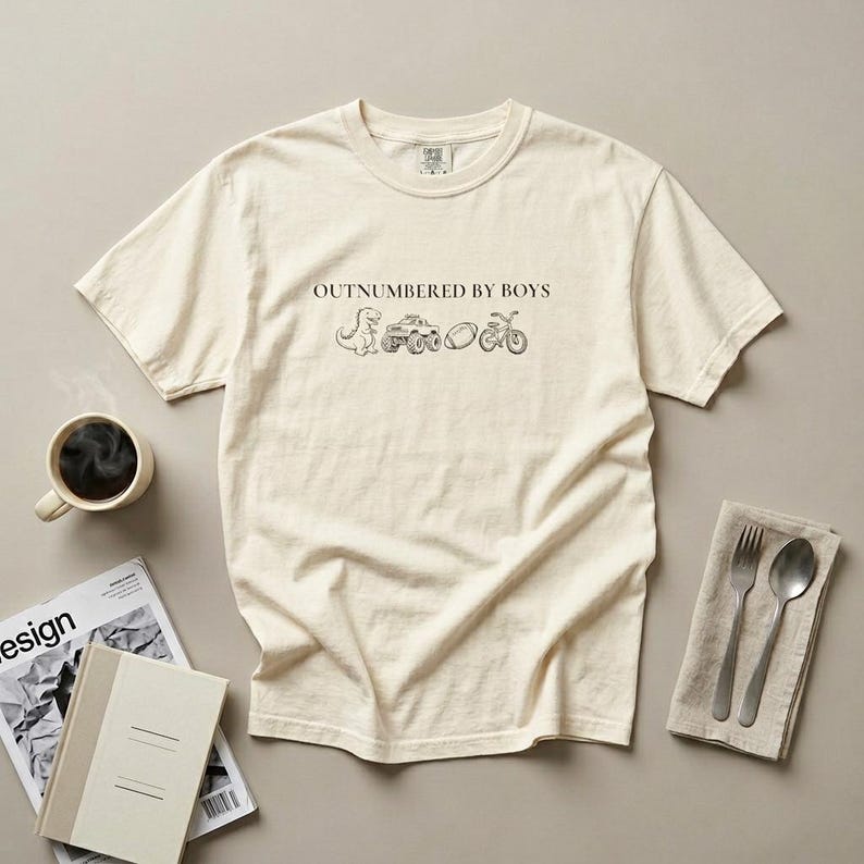 Comfort Colors® Funny Mama Shirt, Outnumbered by Sons Gift, Mother's Day Gift for Her, Mom Goose Shirt, Gift for Mother of Boys image 2