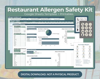 Restaurant Allergen Safety Kit | Google Sheets Menu Tracker (Digital Download)