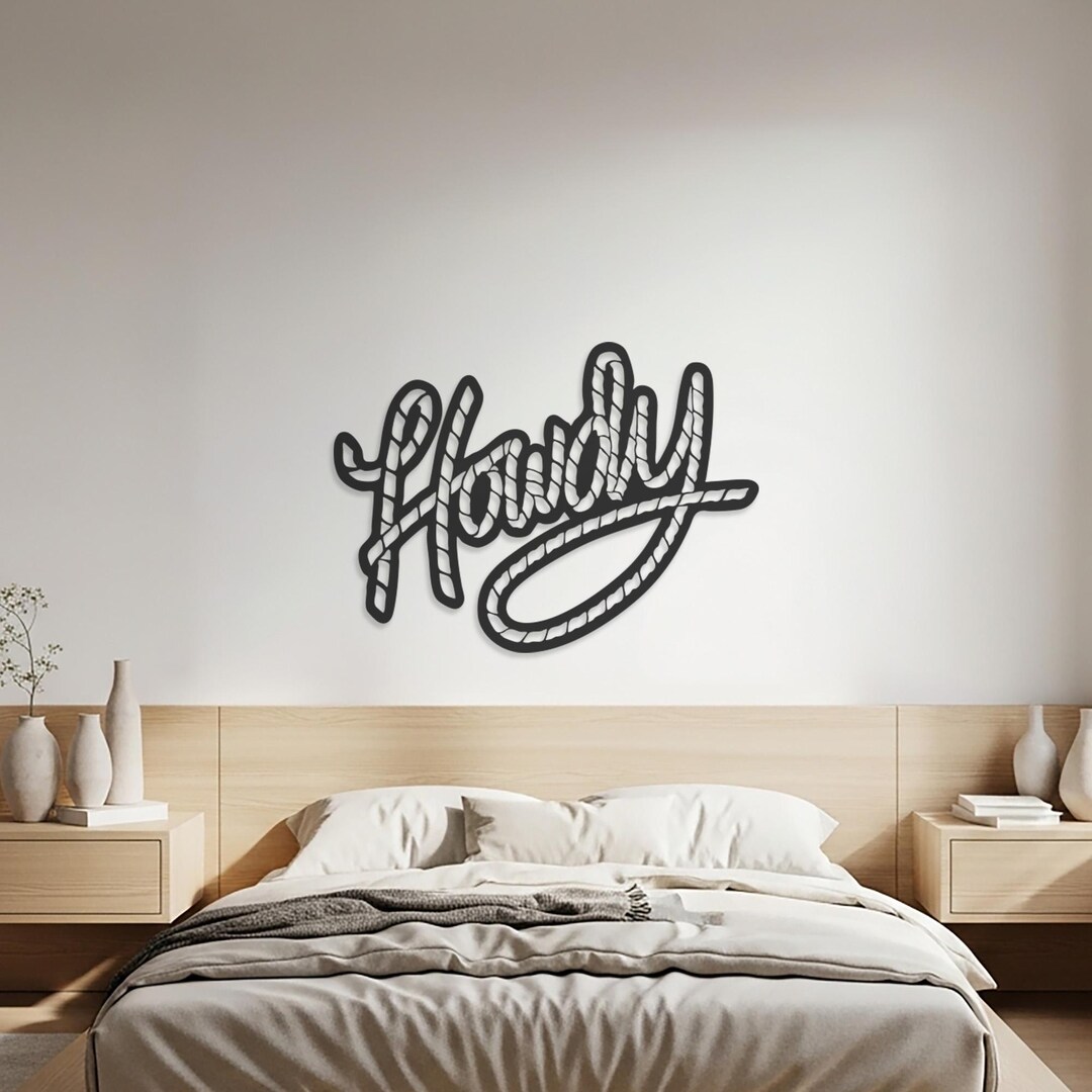 Howdy Rope Word Metal Wall Art Western Country Wall Decor Sign for ...
