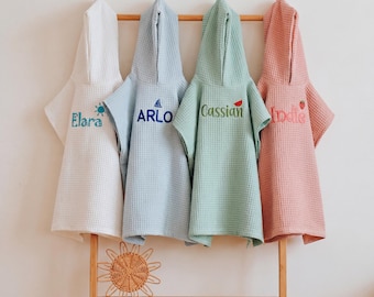 Personalized Toddler Beach Poncho, Kids Hooded Beach Towel, Summer Pool Towel,Baby Gift