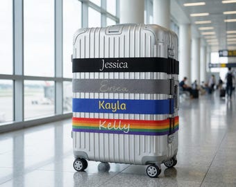 Etichette con nome, cinghie per bagagli | cinghie da viaggio per famiglie | etichette per bagagli | regali per papà | etichette per bagagli personalizzate | accessori da viaggio