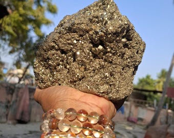 Raw Pyrite Crystal Specimen – Natural Metallic Gold Mineral Decor Stone