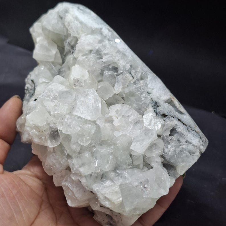 Natural White Cube Apophyllite Crystal Cluster, Raw Healing Stone for Meditation Energy 960 Gram image 8