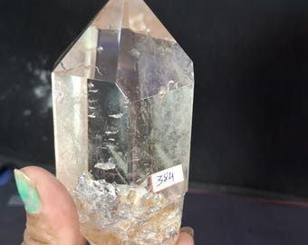 Satyaloka Rainbow Quartz Clear Quartz Crystal Point | Home Decor Tower 384 Gram