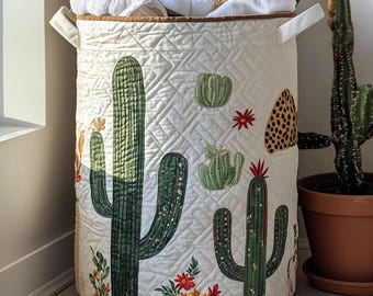 Tumbleweed Trails Quilted Laundry Basket, Rustic Desert Clothes Hamper, Nature Lovers Storage Bin