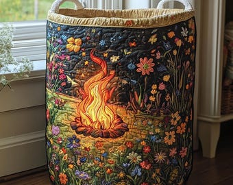 Quilted Laundry Basket, Campfire Night Sky Hamper, Gift For Space Lovers