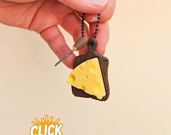 Swiss Cheese Board Fidget Keychain – Mini Cheese Wedge Charms, Desk Toy and Bag Charm