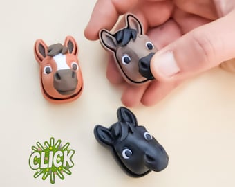 Cartoon Horse Fidget Toy – 3D Printed Desk Accessory, Sensory Clicker Collectible
