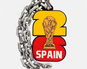 Spain Soccer Hyper Chain Necklace | 3D Printed Statement Chain | Football Fan Jewelry | Game Day Outfit | Spain Fan Gift